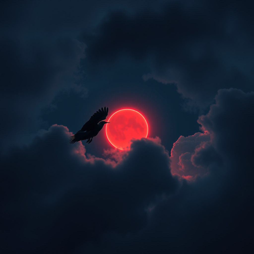 Witch Flying at Eclipse in Cinematic Style