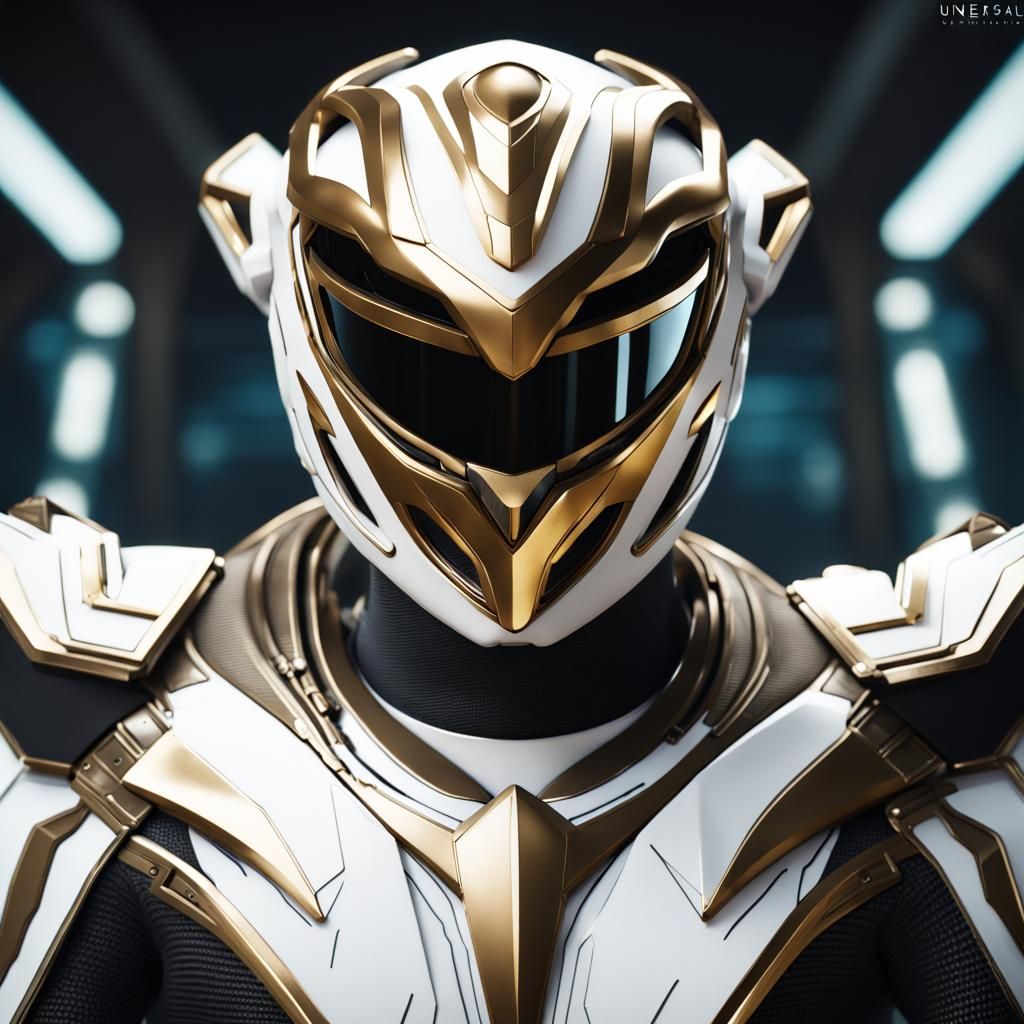 Sci-Fi White Ranger in Detailed Matte Painting