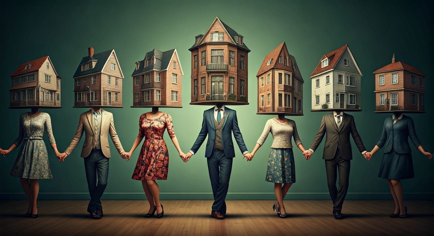 Surreal Partygoers Unite in a Bizarre Dance Line