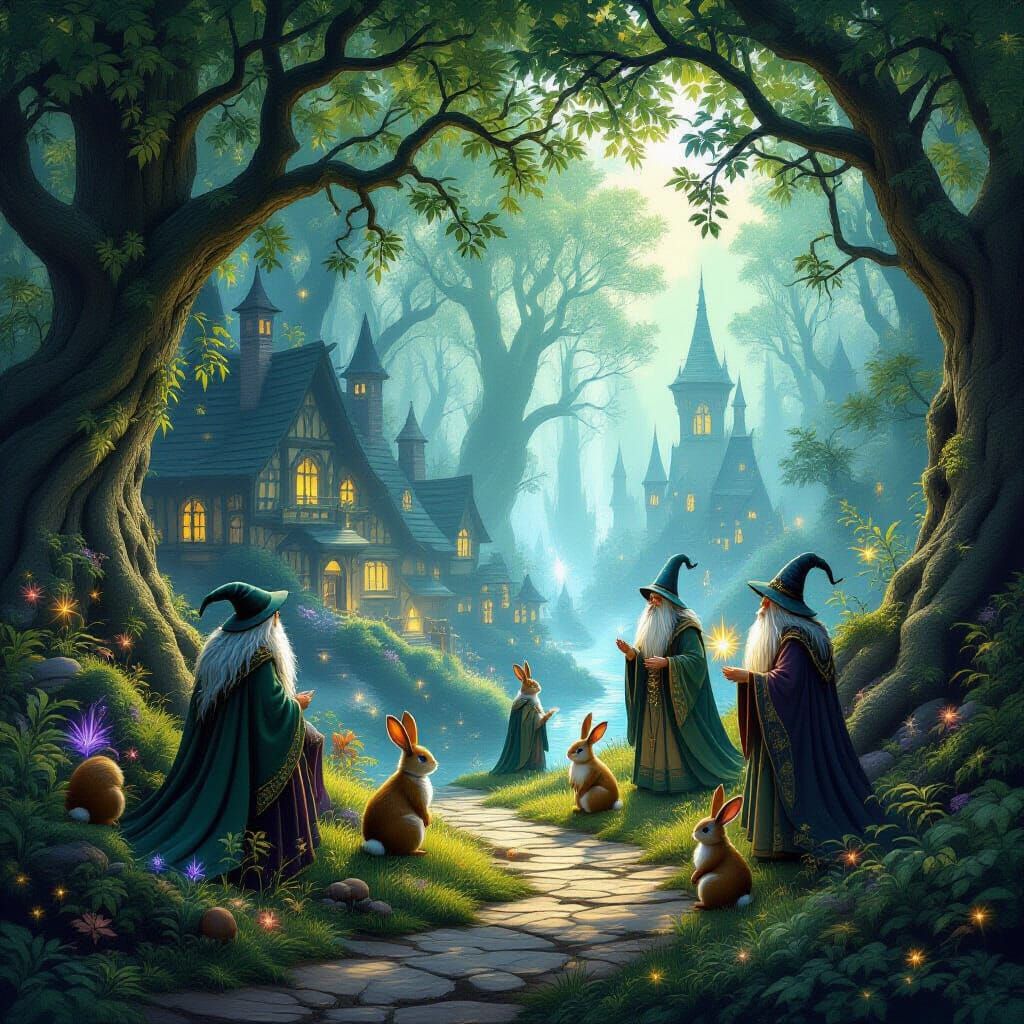 Enchanting Elven Village in Ancient Forest