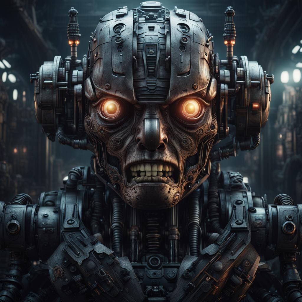 Creepy Robot Face: Epic Digital Matte Painting