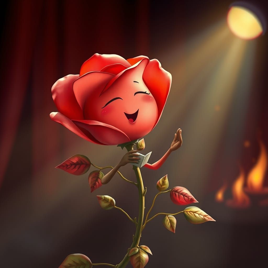 Rose Singer in Whimsical Storybook Style