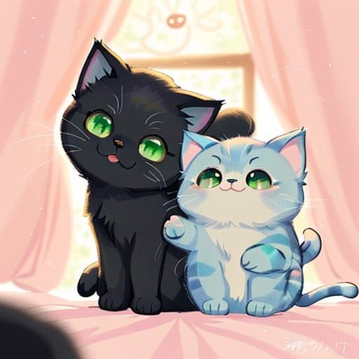 Adorable Persian Kitten Says Thank You, in Anime Style