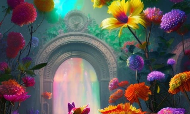 Rainbow Flowers in Ethereal Photorealistic Style