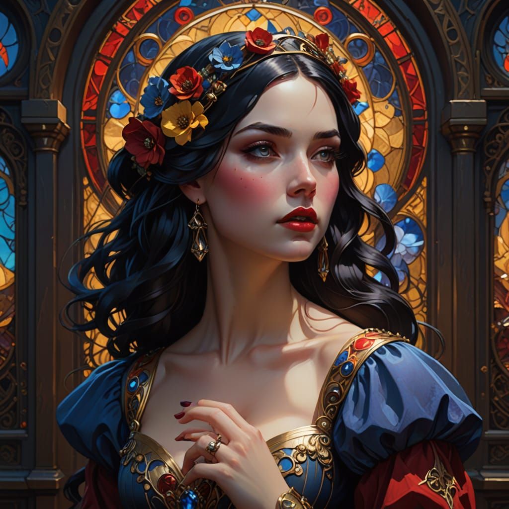 Snow White-Inspired Nail Art in a Dark Fantasy Cinematic Sty...