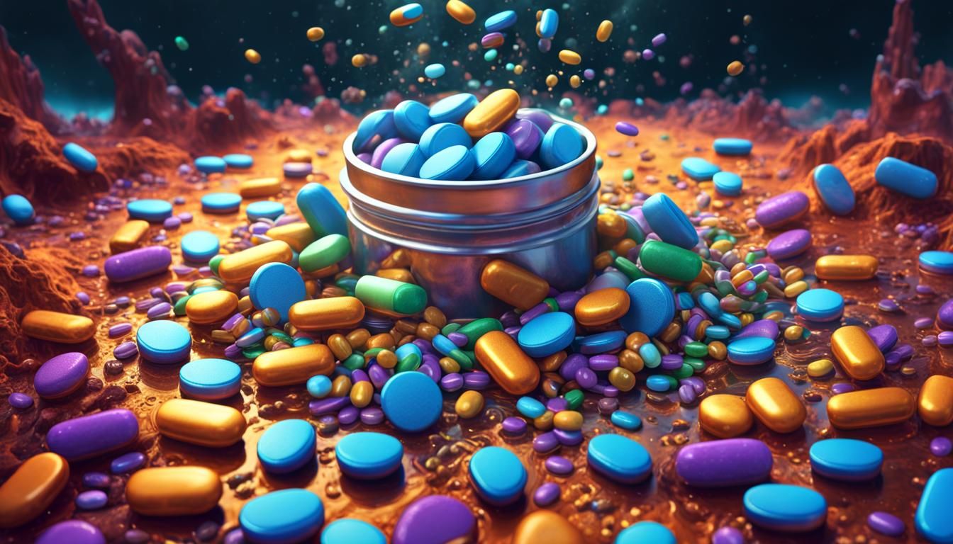 Psychedelic Pills in Detailed Matte Painting
