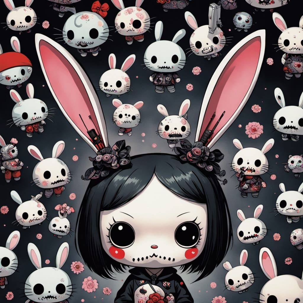 Cute Bunny Girl Horror in Japanese Style