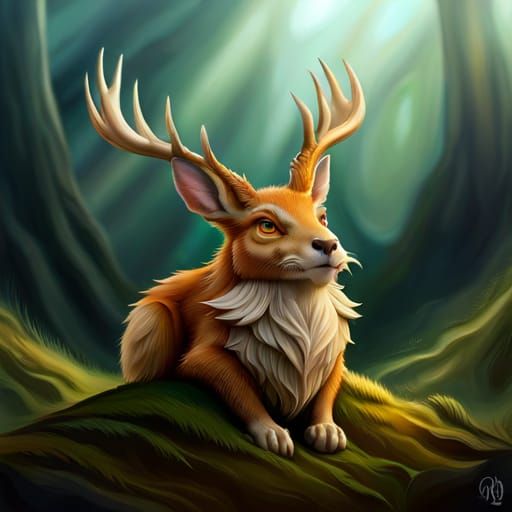 Wolpertinger in Forest by Naoto Hattori, Hyperrealistic