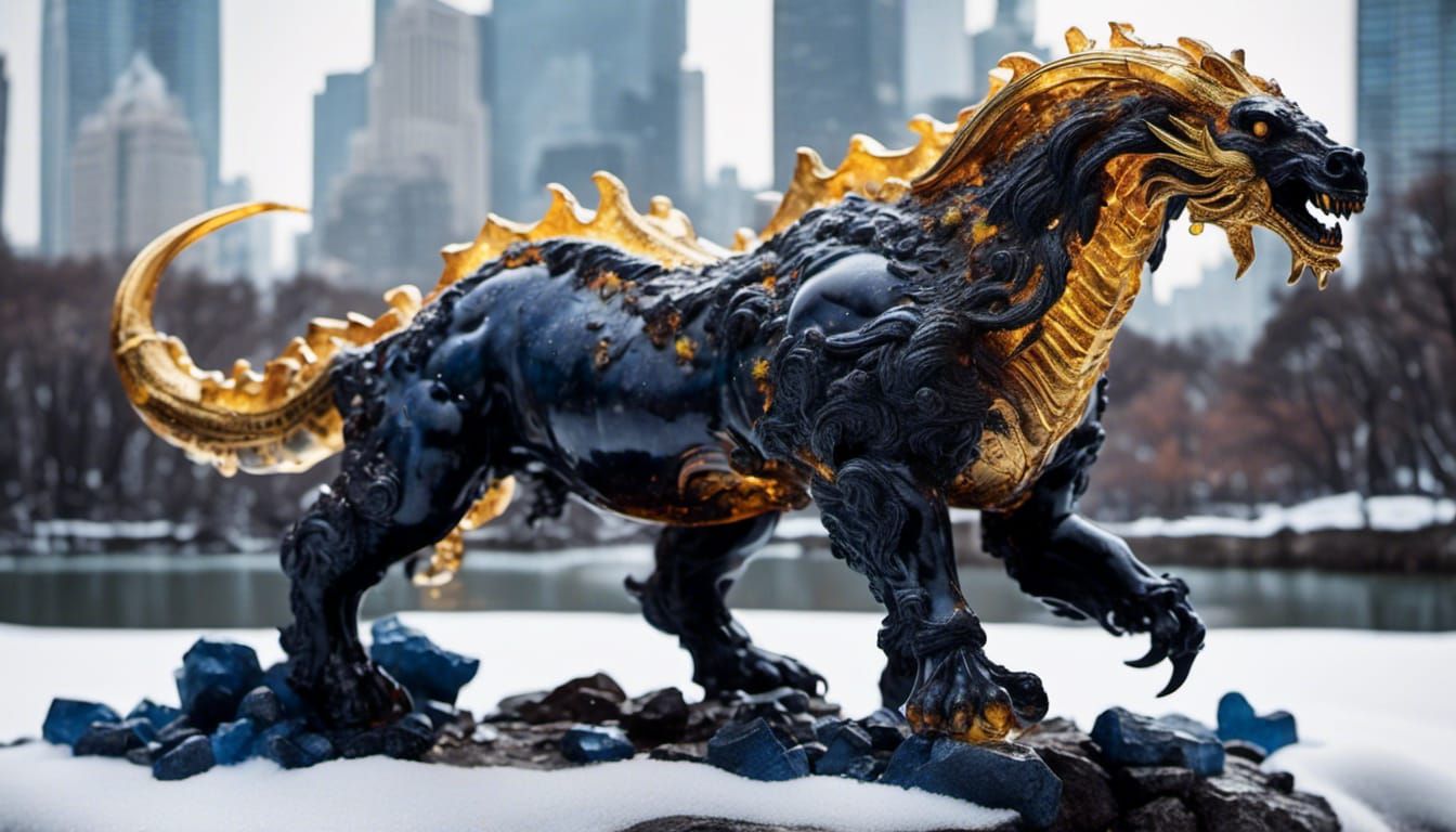Mountain-Scale Amber Undead Kaiju Centaur in Blizzard