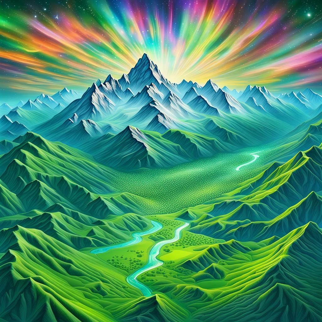 Swiss Alps: Holographic Astral Cosmic Illustration