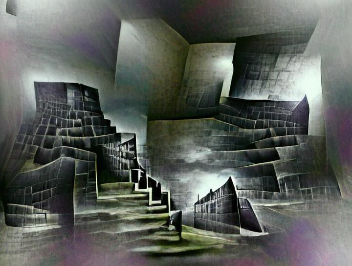 Surreal Brutalist Architecture: Optical Illusion Interior