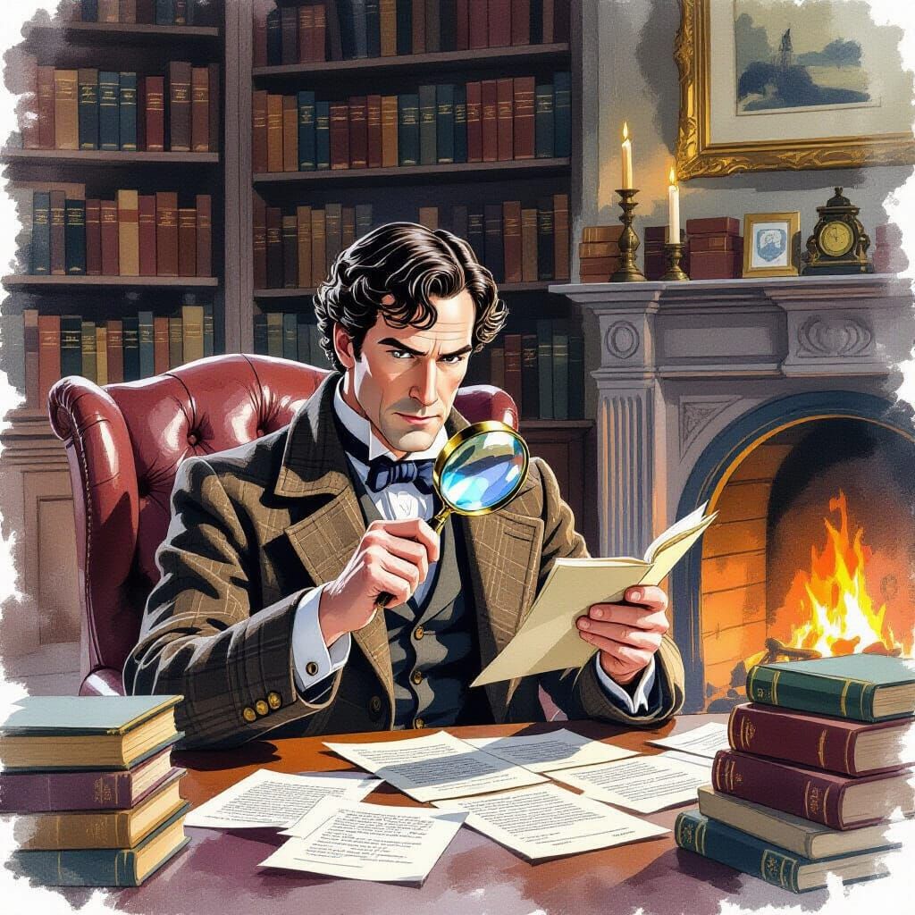 Sherlock Holmes in Watercolor Style Study