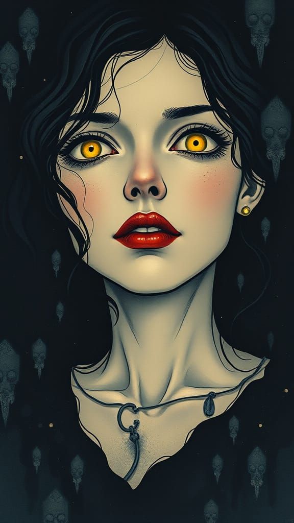 Surreal Horror Goddess in Lemon Tinted Eyes Abstraction