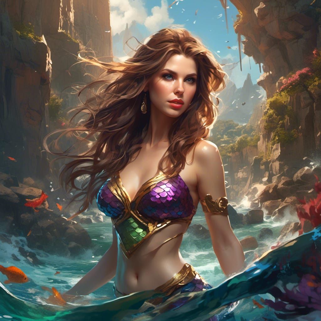 Anna Kendrick as Mermaid in Hyperdetailed Portrait