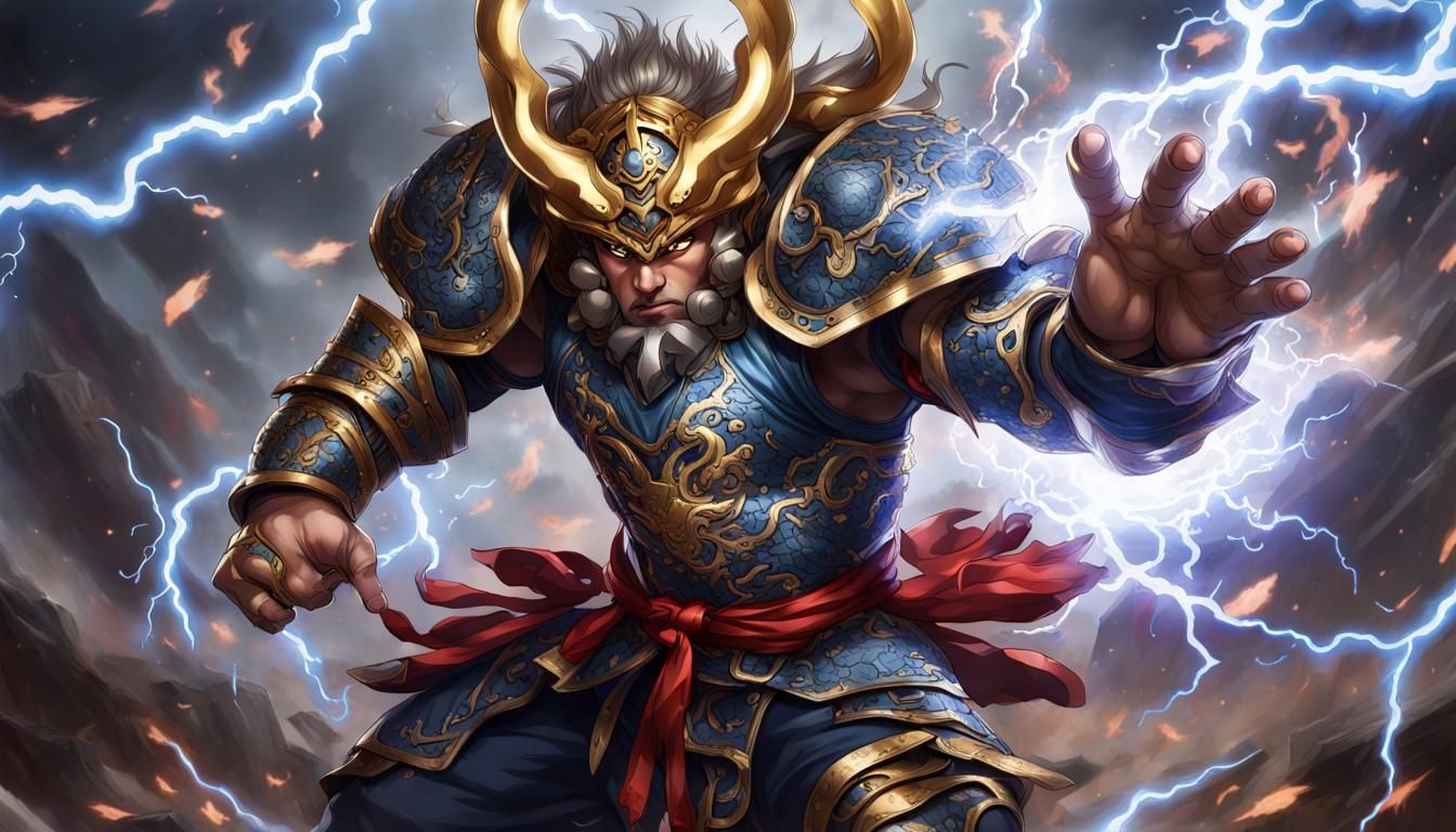 Raijin: Electrifying Warrior in Mortal Kombat Style