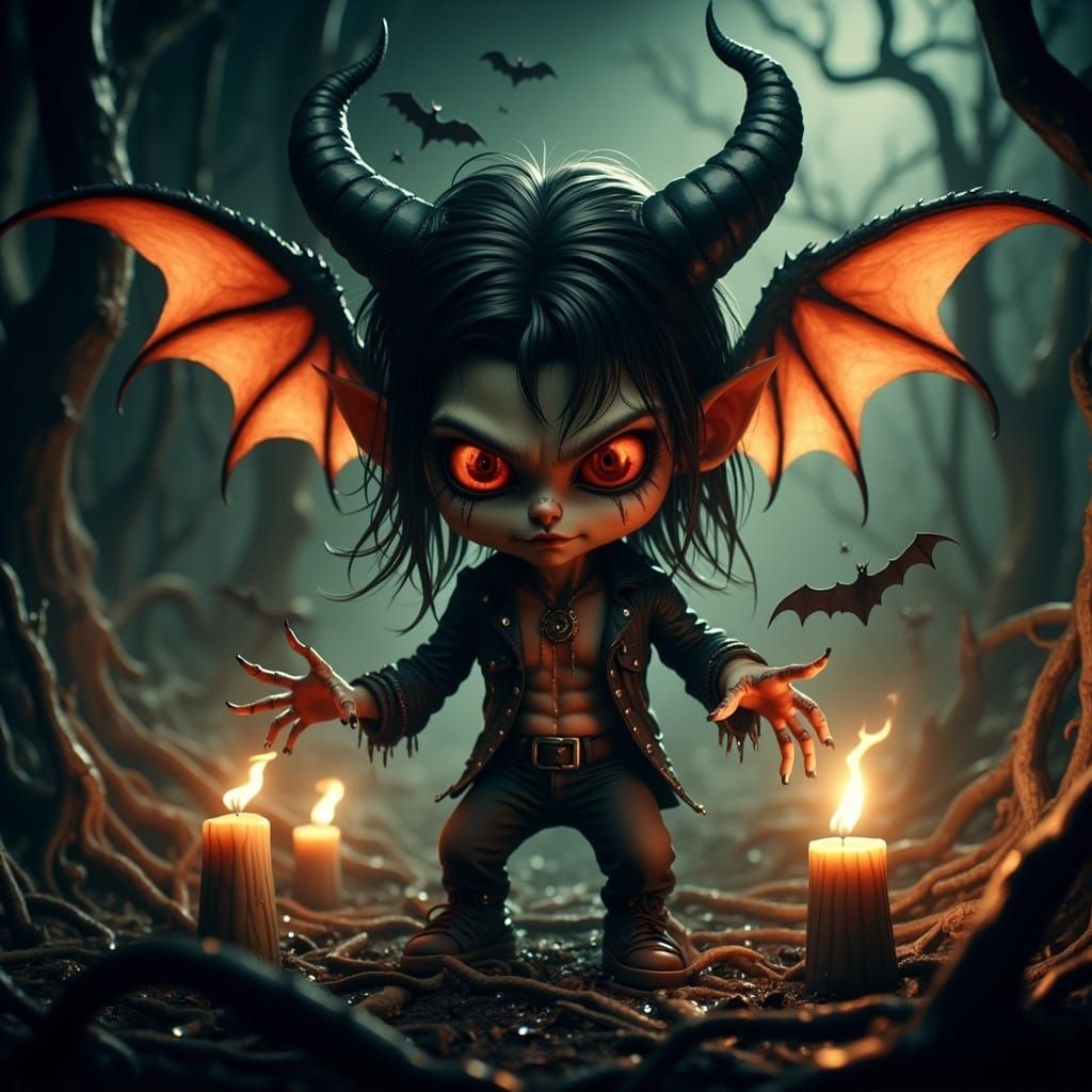 Creepy Chibi Monster Portrait in Dark Art Style