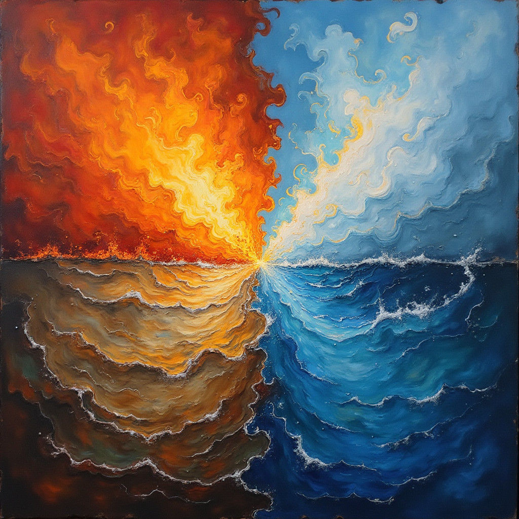 Elemental Intersection as Impressionistic Oil Painting