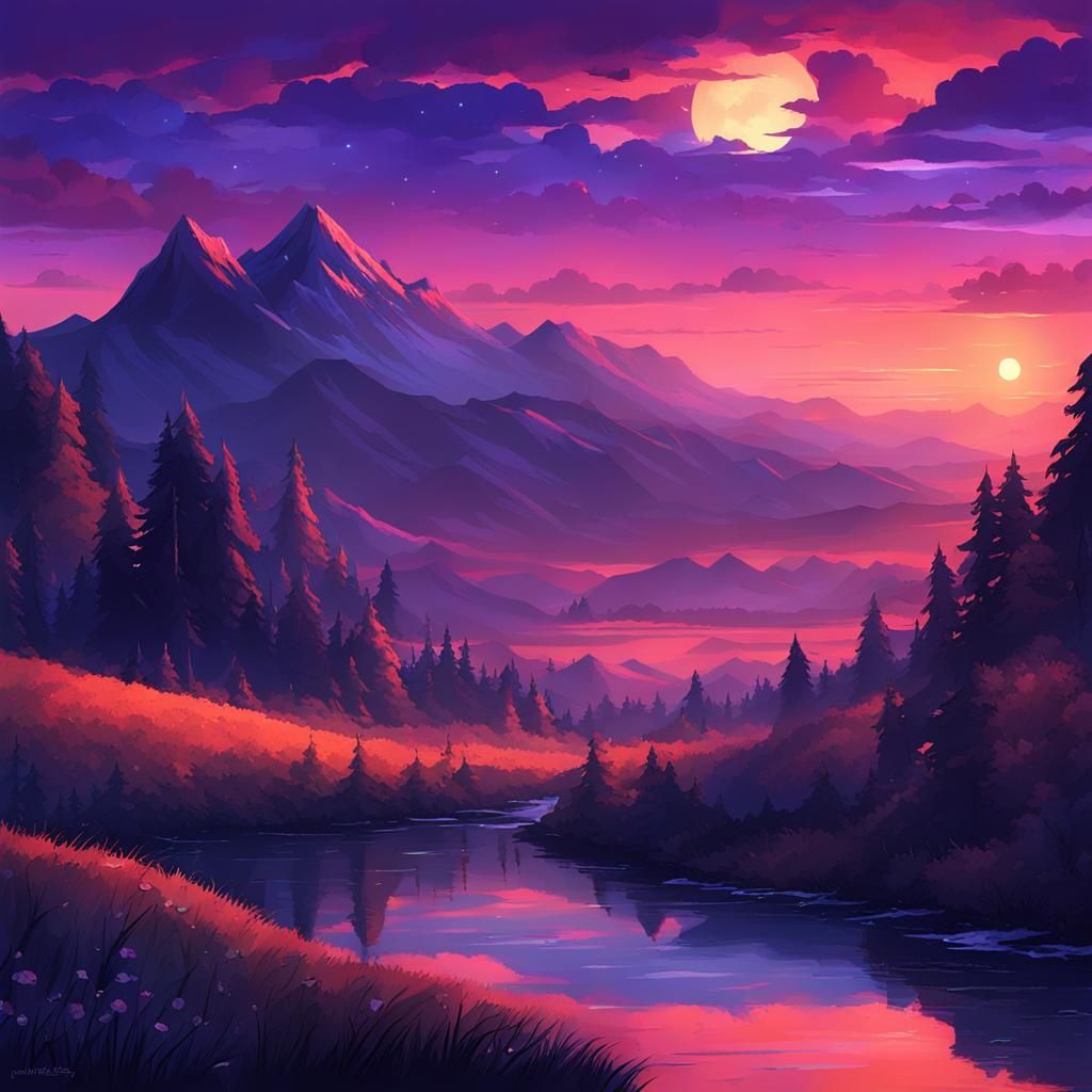 Epic Twilight Landscape at Dusk