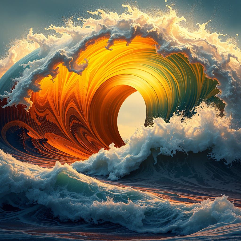Golden Ocean Wave in Dynamic Illumination