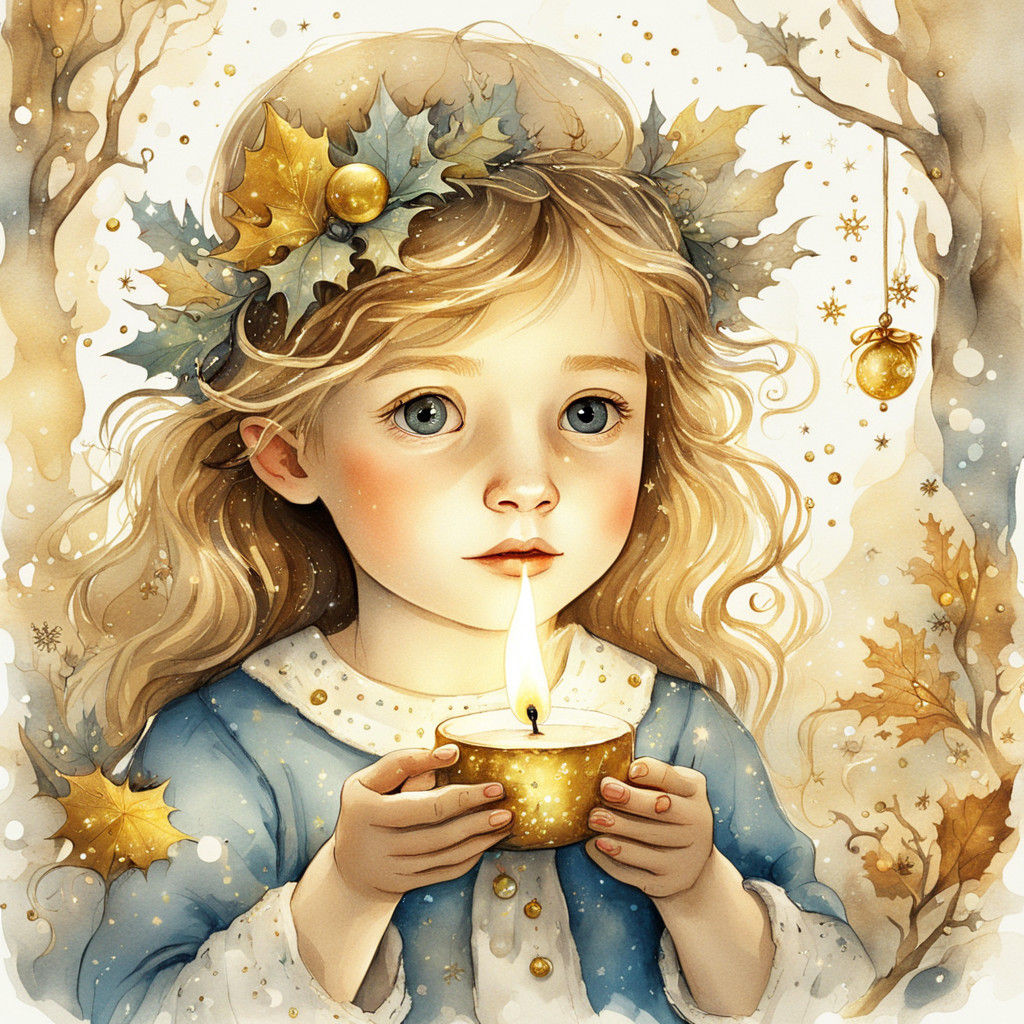 Wonderful Child Holds Glowing Advent Calendar in Whimsical F...