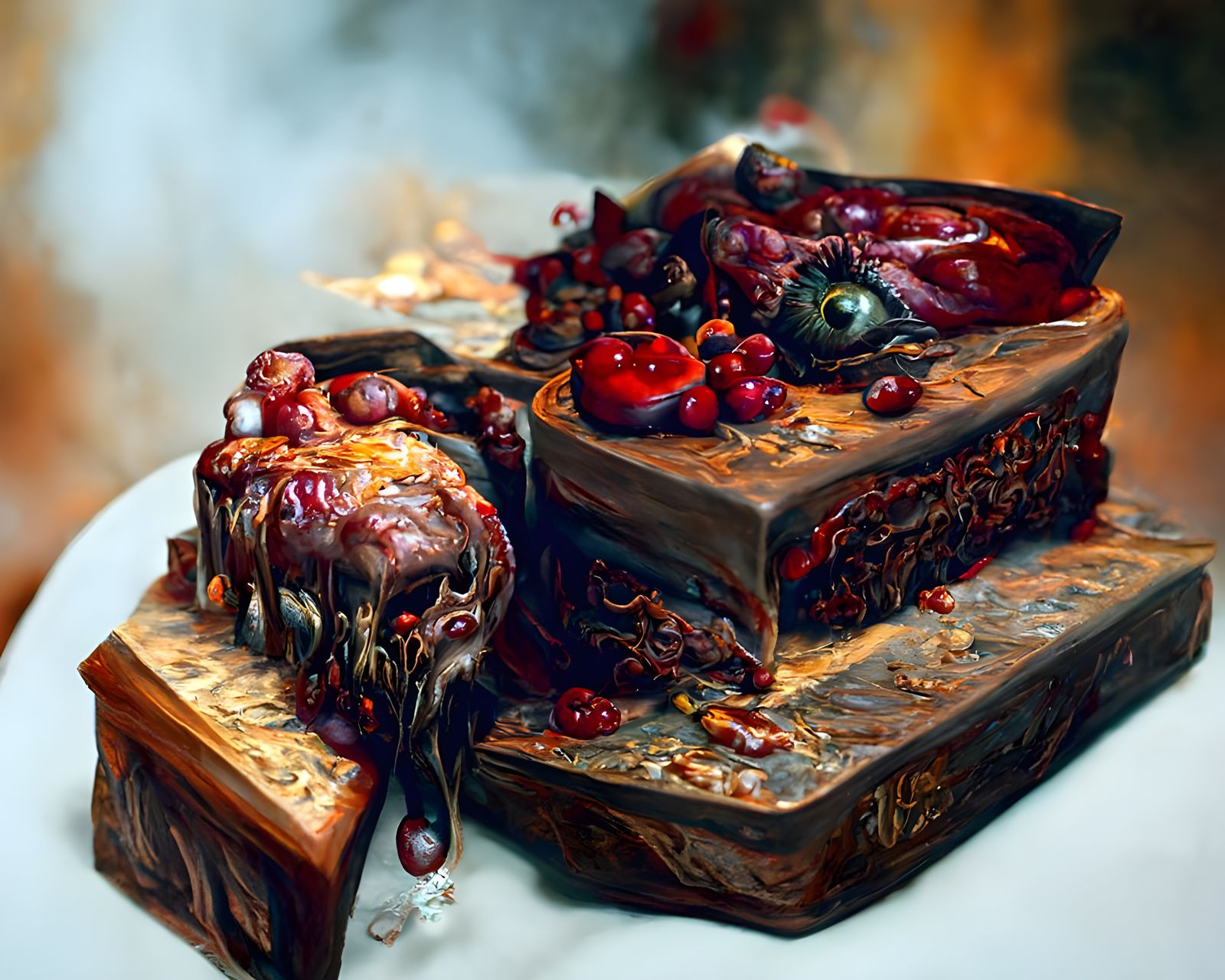 Terrifying Blood Cake: Hyperrealistic Horror Art