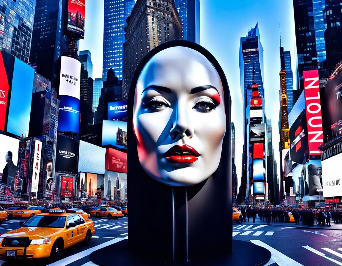 Surreal 3D Fusion: Human Face Meets Times Square