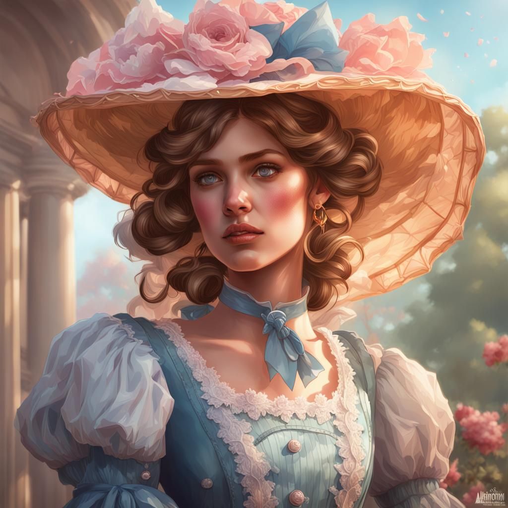 Southern Belle Portrait in Hyperdetailed Digital Art