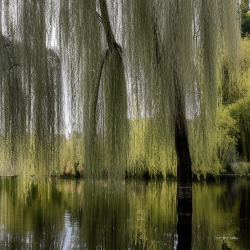 Weeping Willow Trees in Sharp Focus