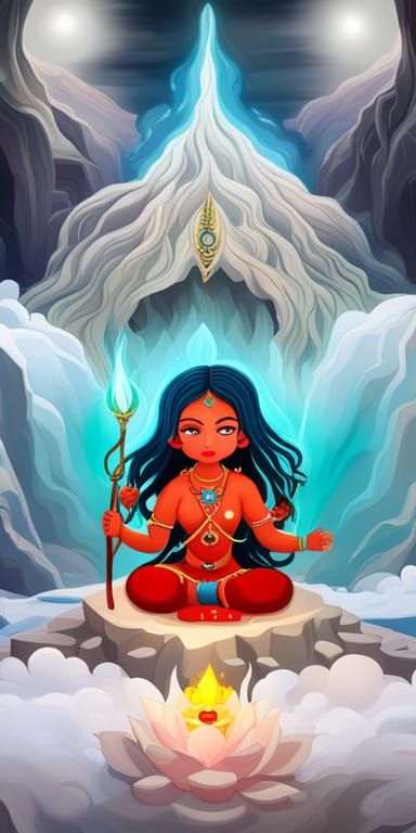 Chibi Vajrayogini Goddess in Crystal Cave, Anime Art