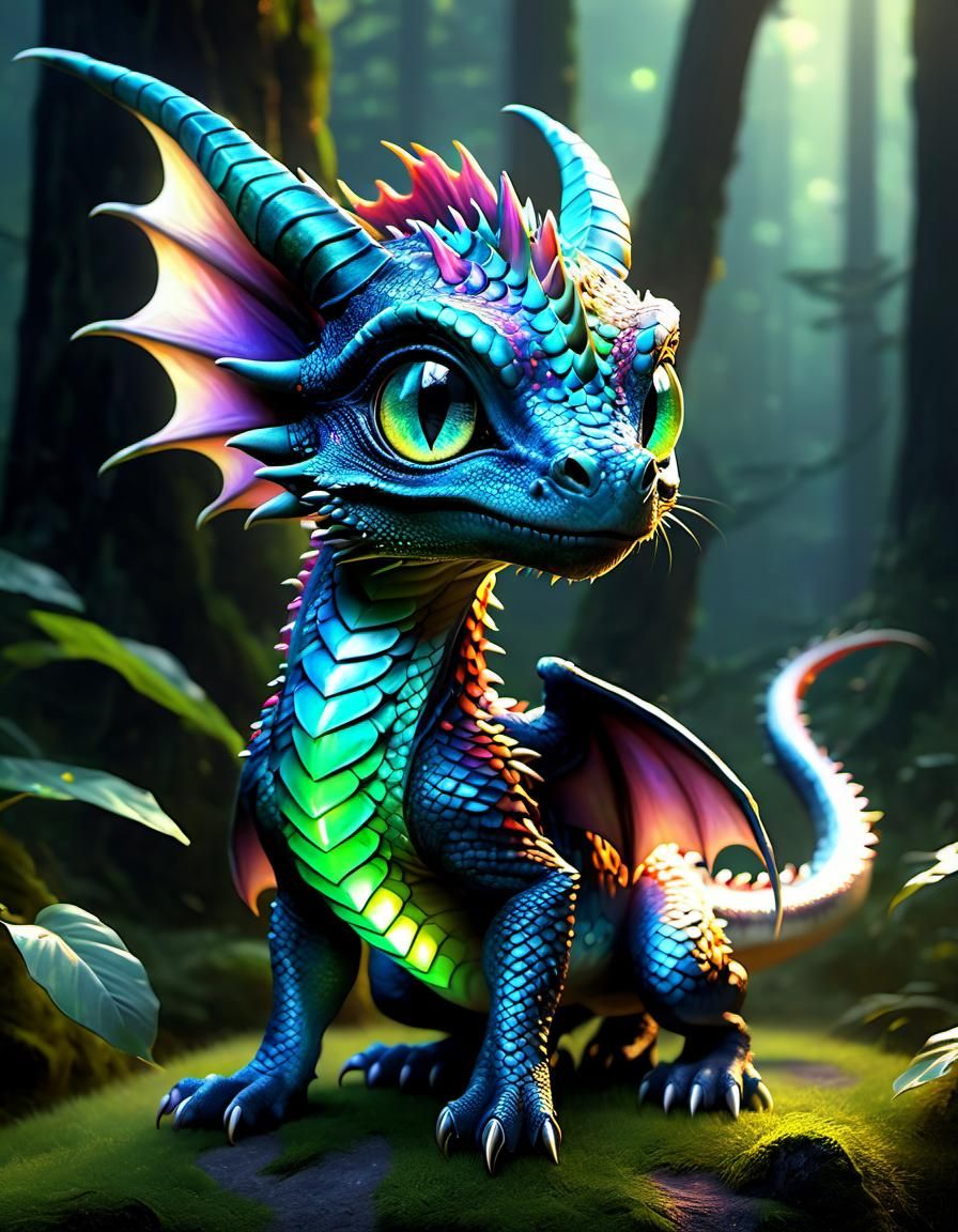 Adorable Chibi Dragon Pet in Opulent Room