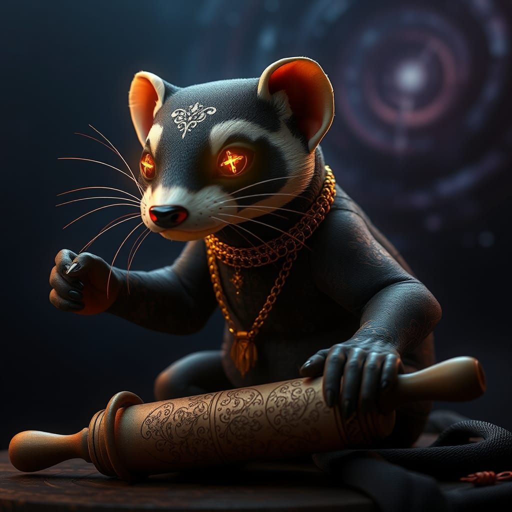 Muscular Fabric Ferret in High Heels, 3D Digital Art