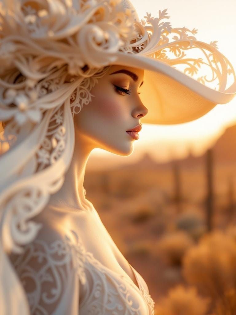 Cowgirl Wedding in Desert, Papercraft Style