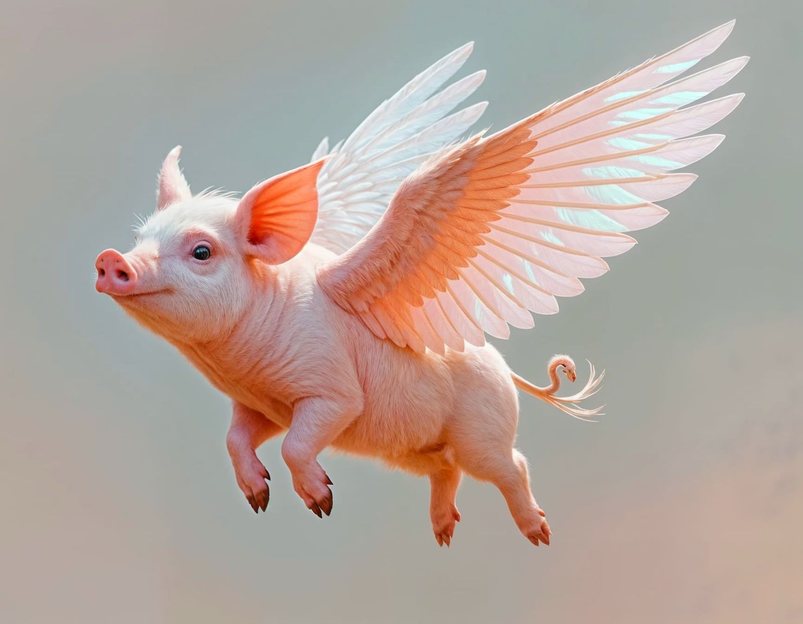 Pigasus: A Winged Pig with Iridescent Wings