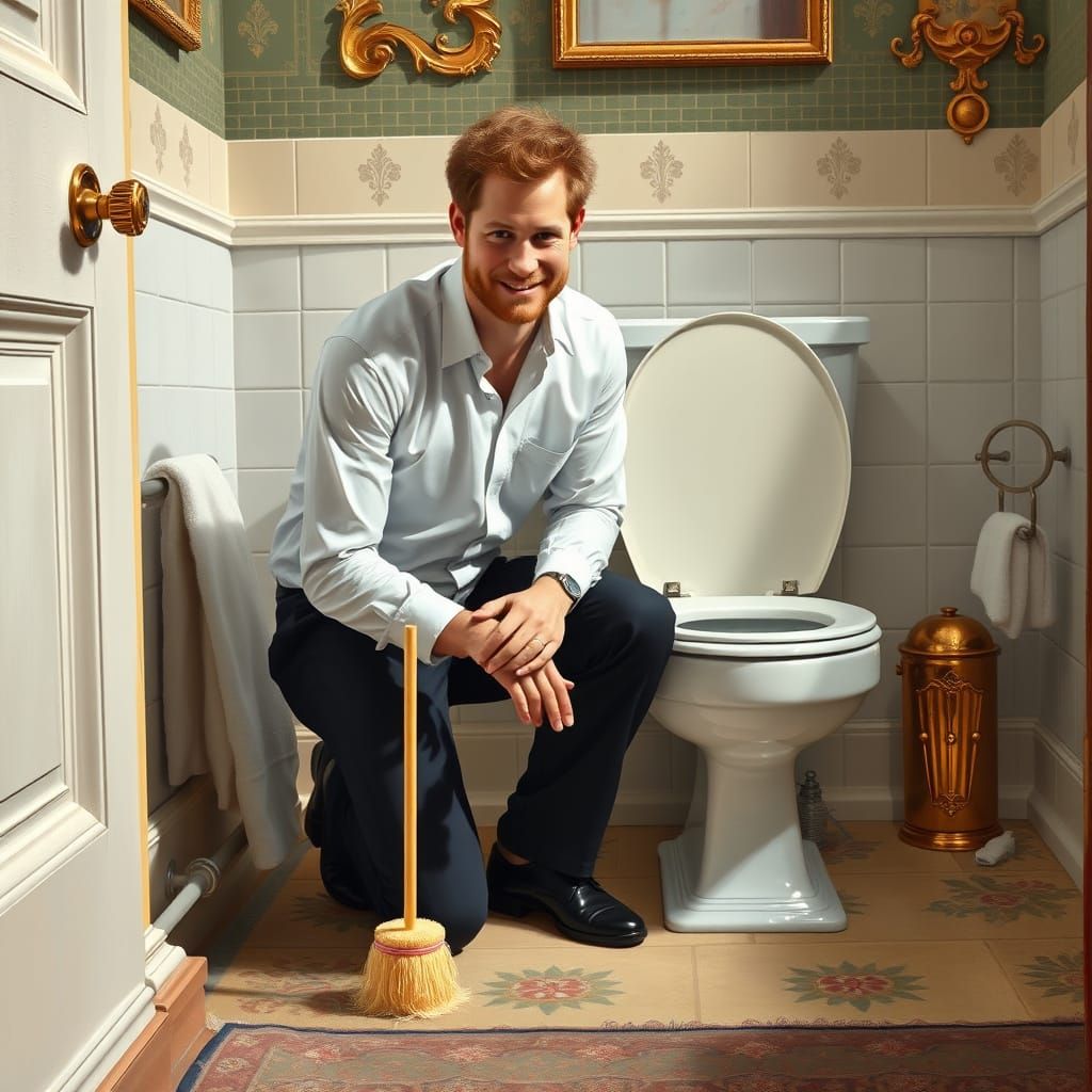 Royal Household Chores in Satirical Brushstrokes