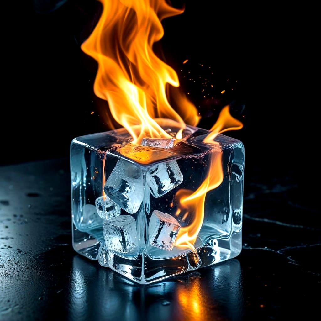 Ice Cube Ablaze in Fiery Display