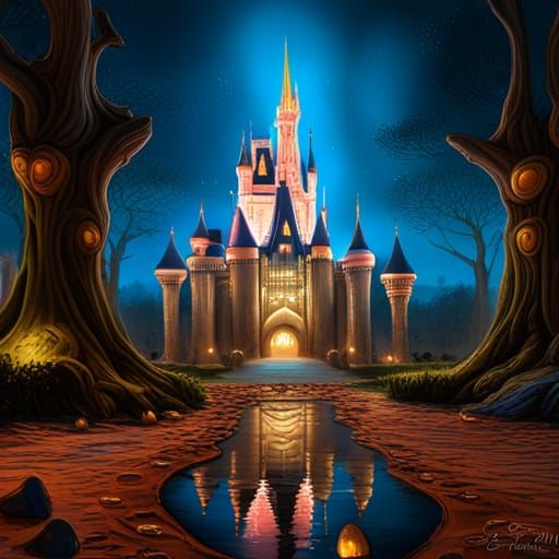Cinderella's Castle at Dusk: Fantasy Concept Art