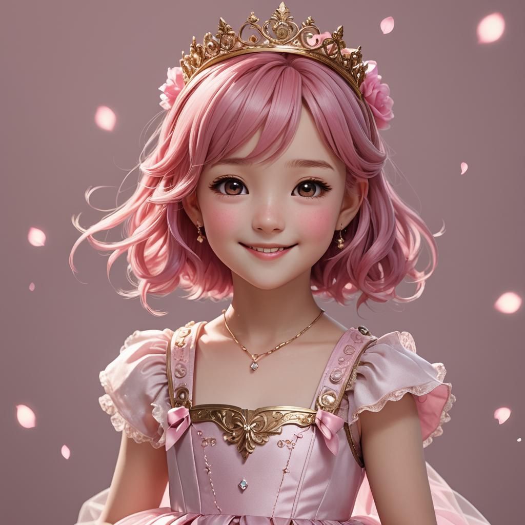 Confident Pink-Haired Girl in Anime Style