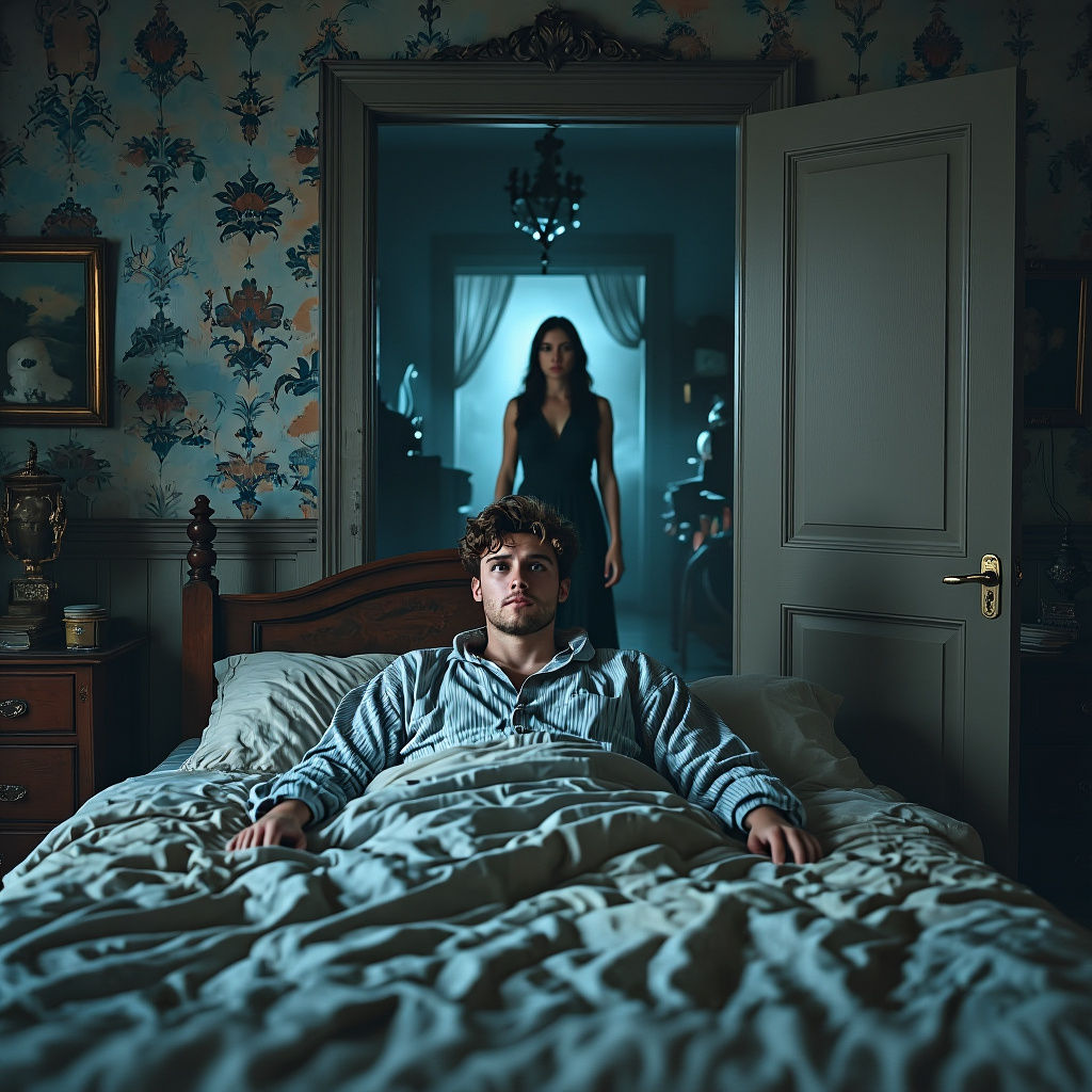 Ghostly Woman Shadow in Hyper-Realistic Cinematic Style