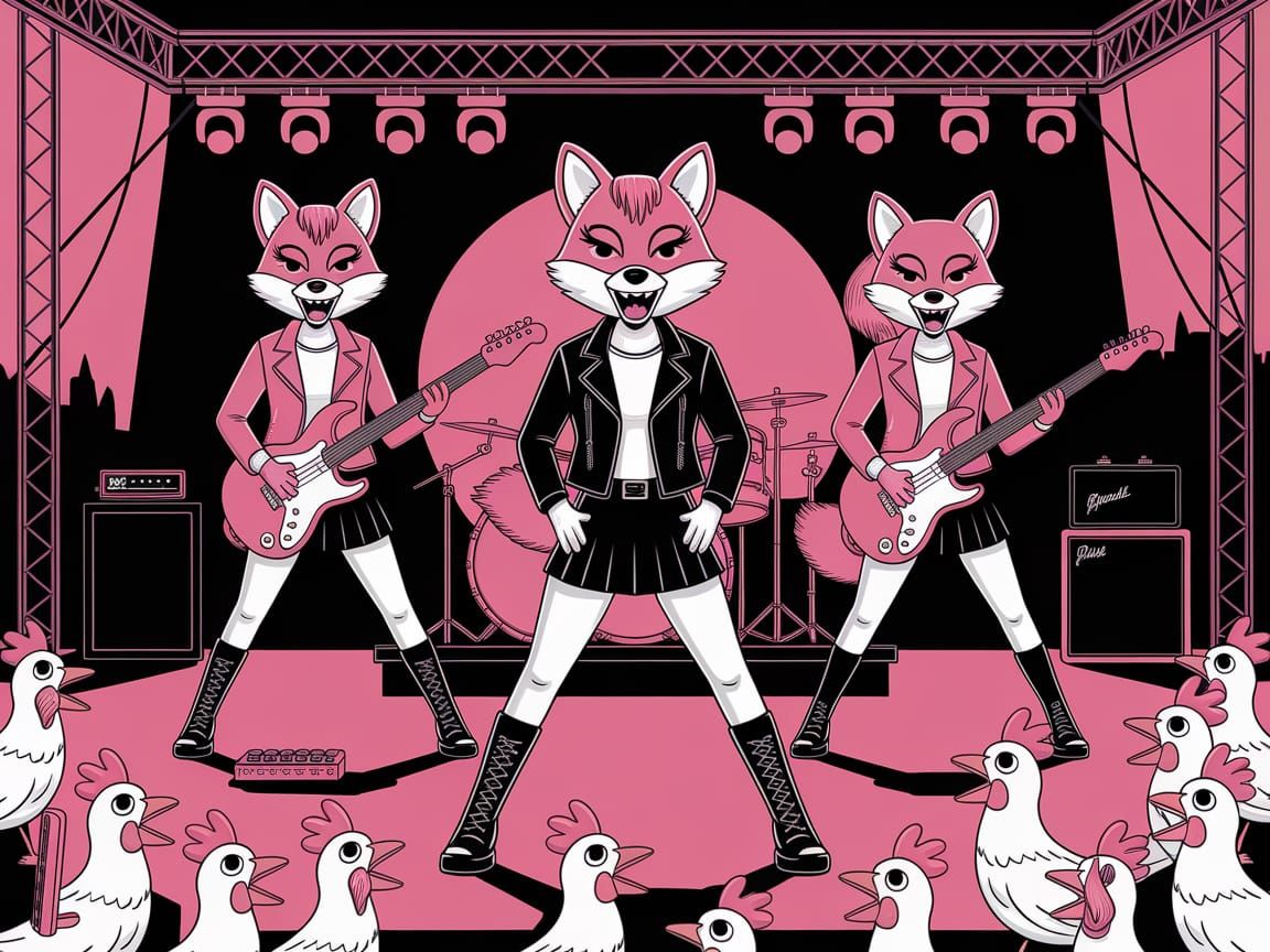 Punky Fox Girls Rock Out on Stage