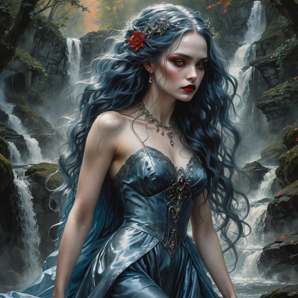 Enchanting Gothic Sorceress with Fiery Red Hair