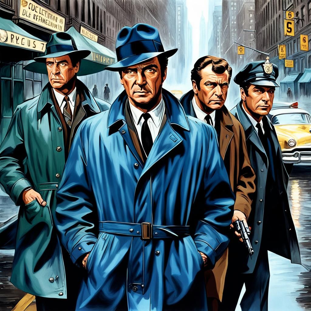 NYPD Detectives Noir Movie Poster in 50s Style