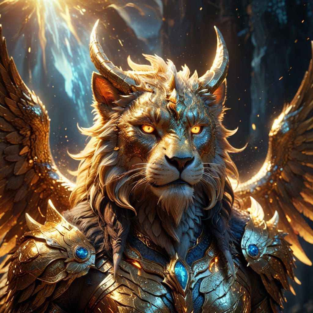 Divine Beast Face Close-Up in Fantasy Illustration