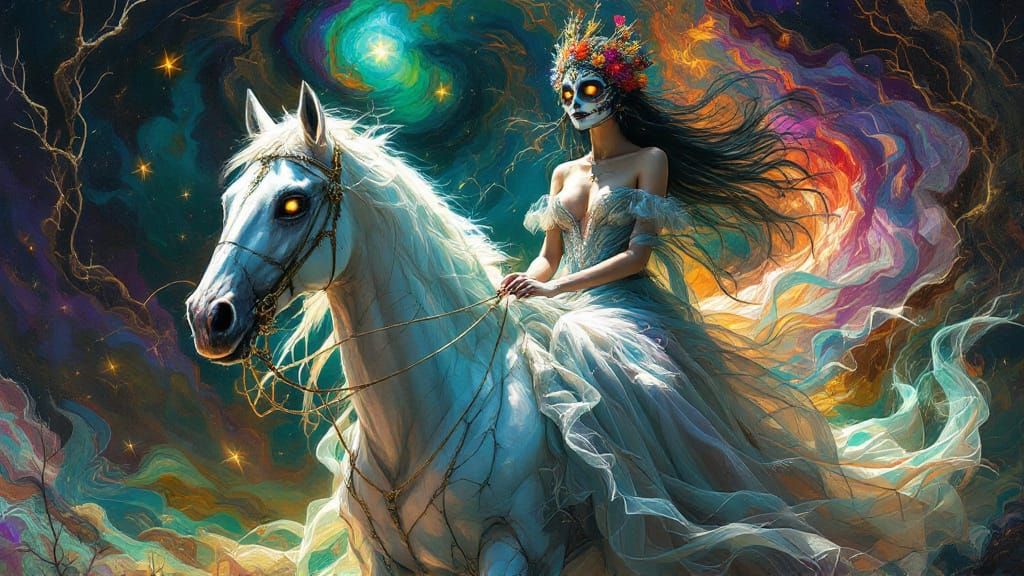 Day of the Dead Rider in Surreal Style