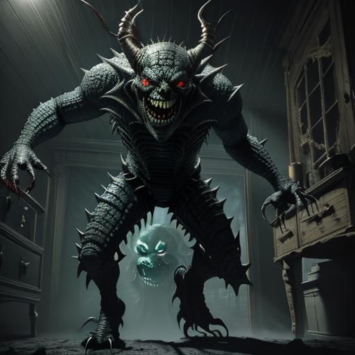 Terrifying Demon Monster Charges with Butcher Knife