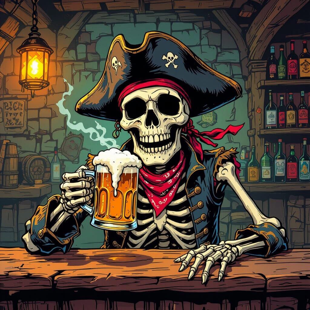 Skeleton Pirate Bartender at Celebration Key