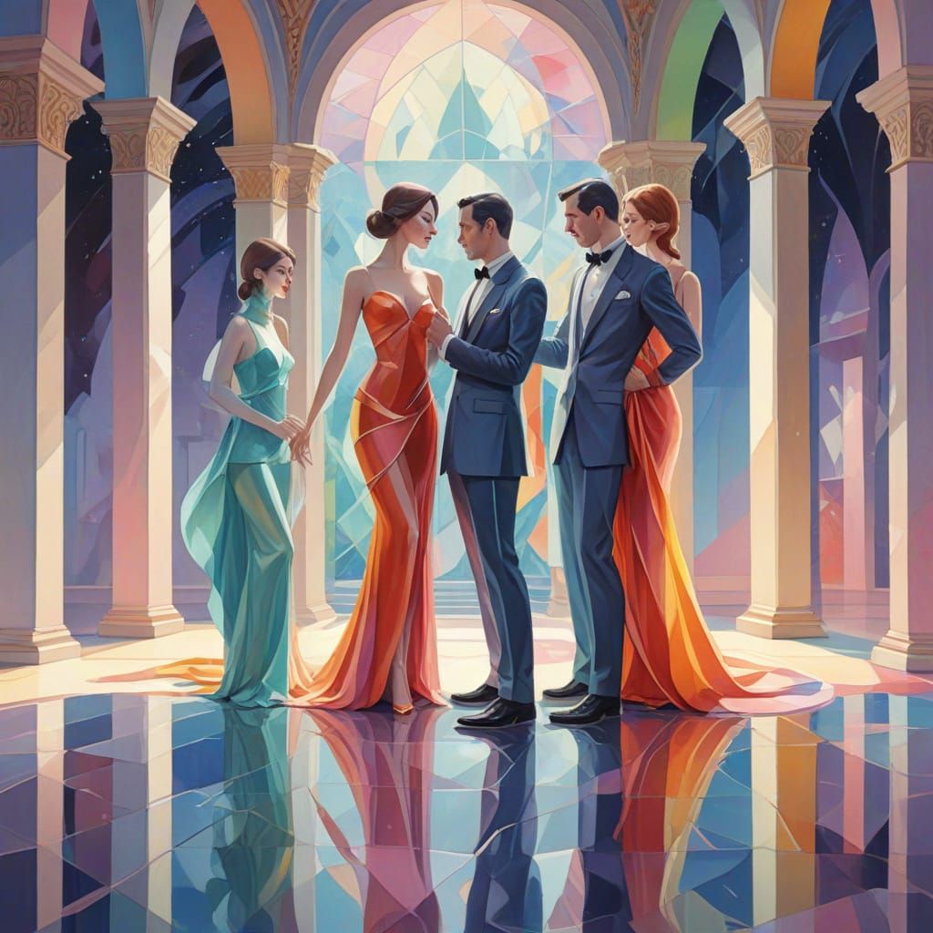 Specters Dancing in Glass Palace: Gothic Digital Painting