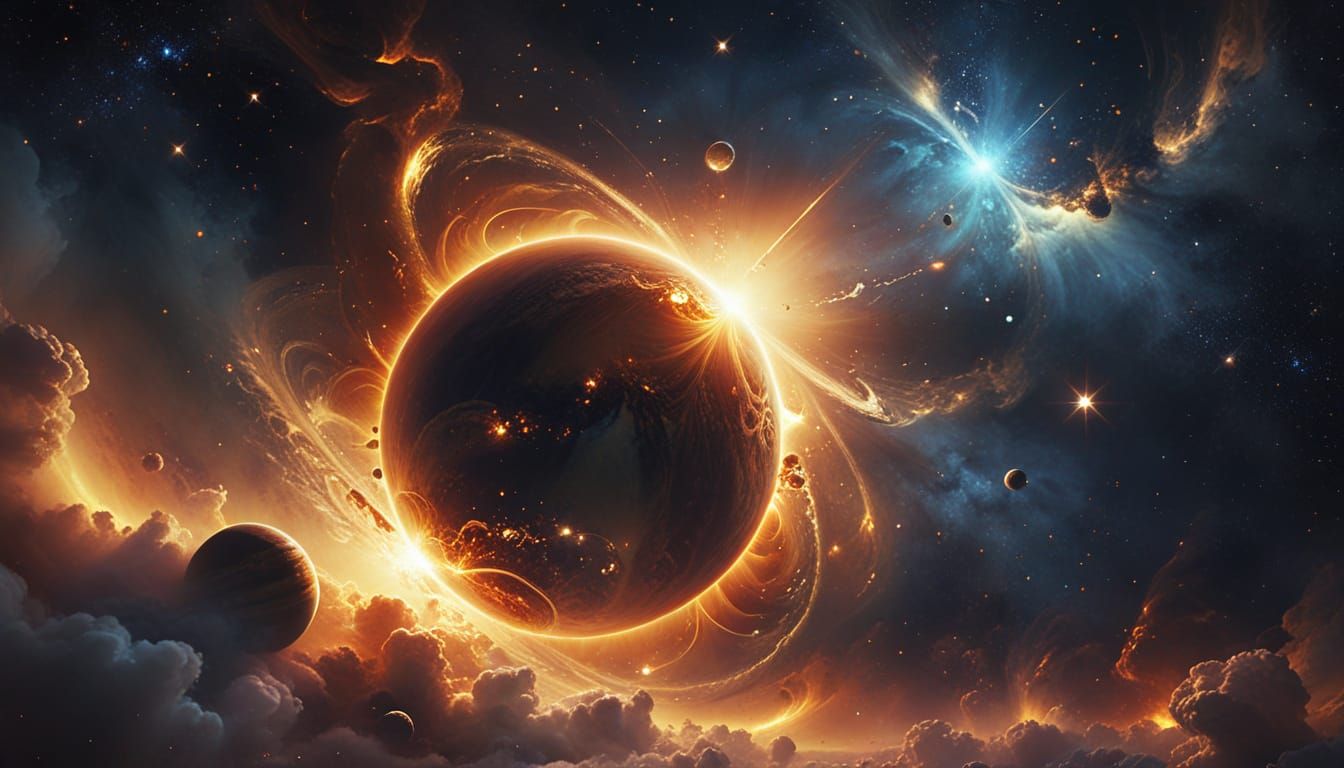 Dreaming Sun in Cosmic Dust Cloud Digital Art