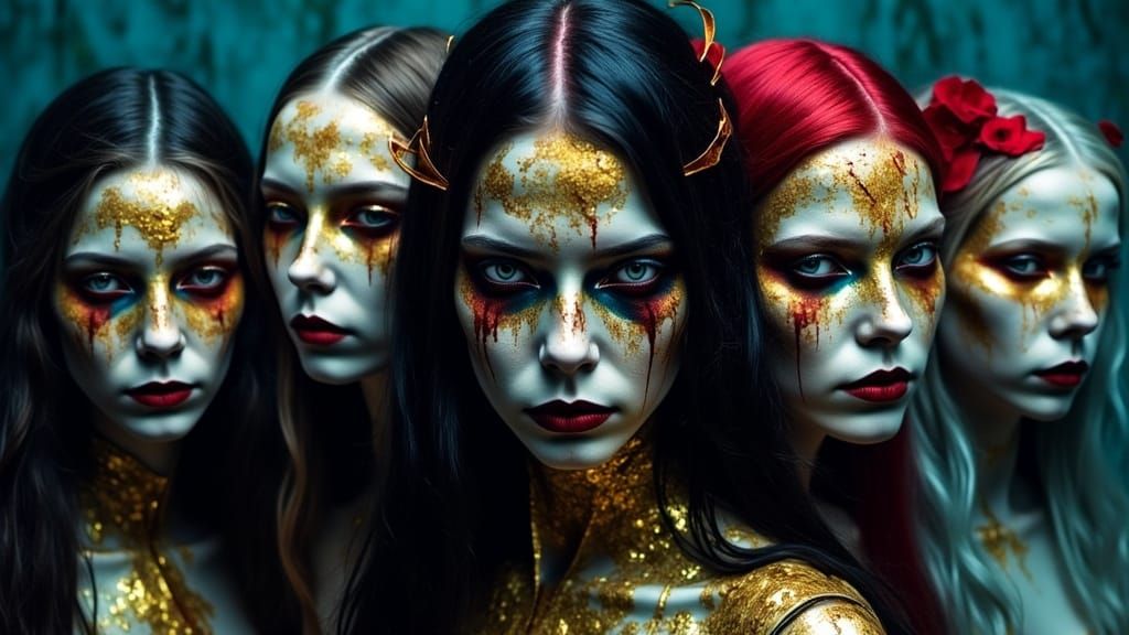 Pleiades Sisters Portrait in Dark Fantasy Style