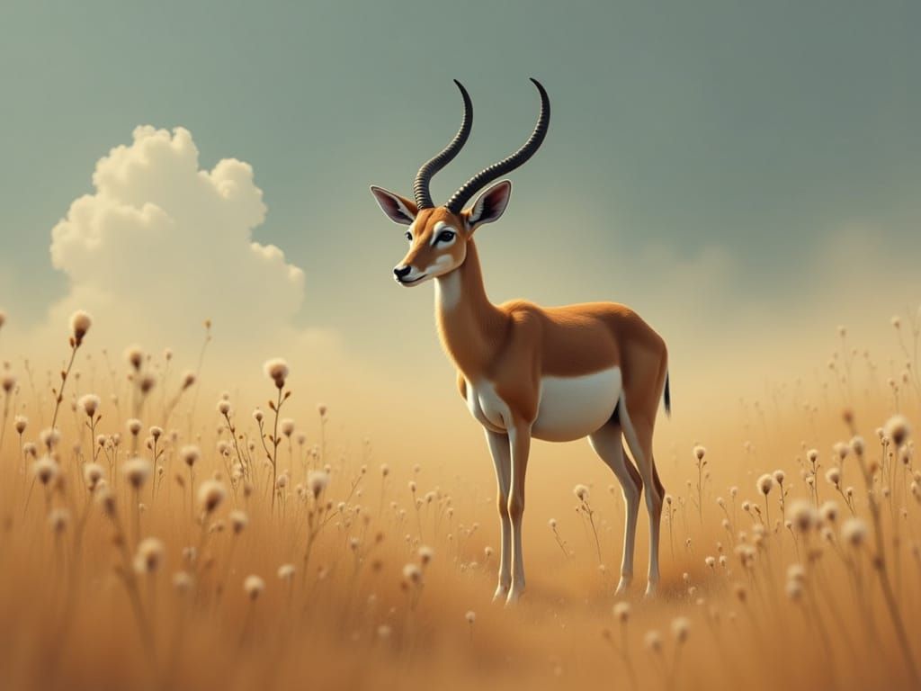 Tiny Antelope in Subtle Minimalism Style
