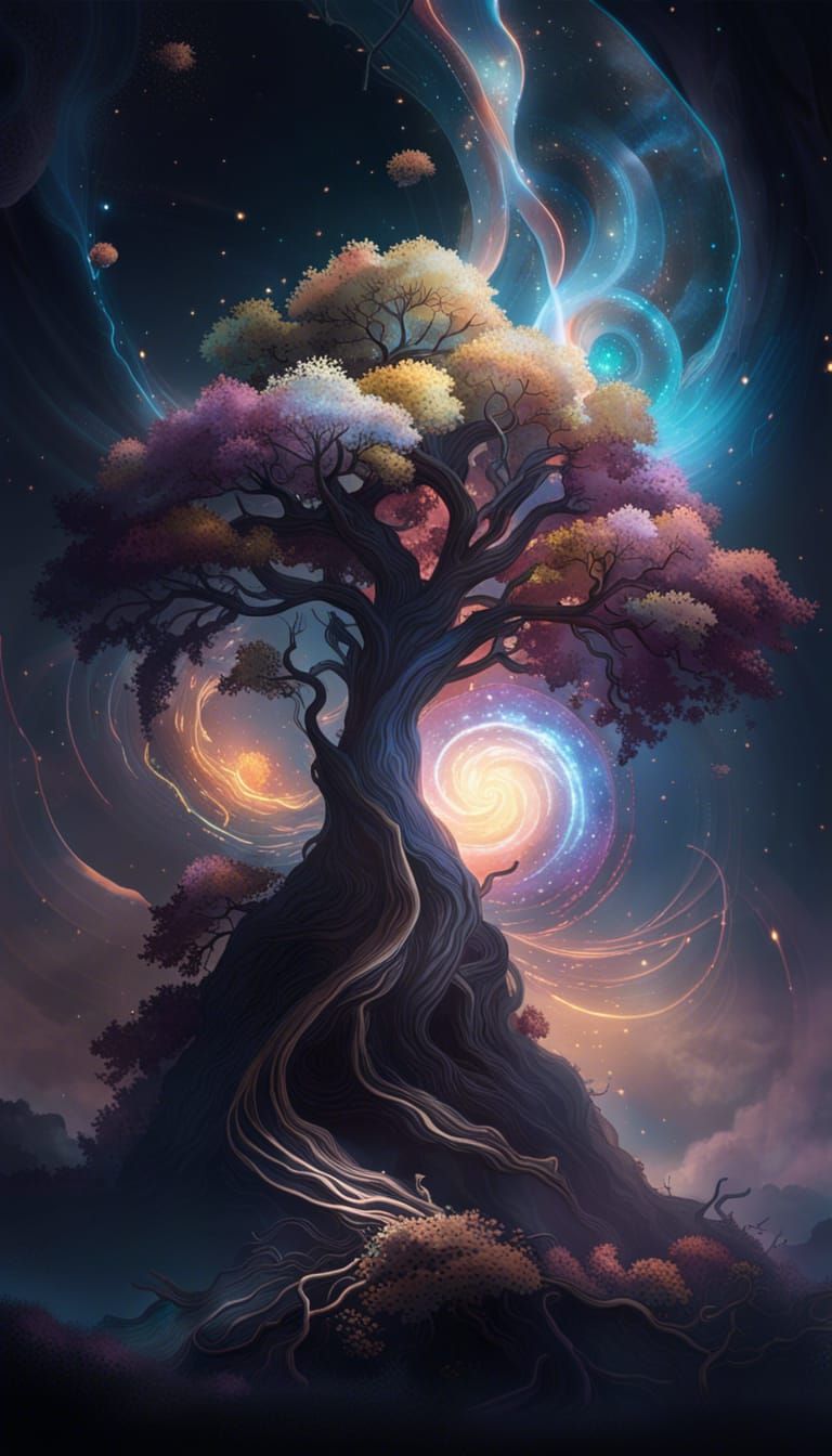 Celestial Tree of Universes: Hyperrealistic Concept Art